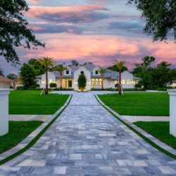 8262 Steeplechase Drive exterior at sunset